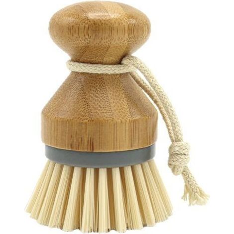 1 Pcs Brosse à Paume en Bambou(Gris), Brosse à Récurer pour Nettoyage des Vaisselle Casseroles Plates Éviers de Cuisine (1/4)