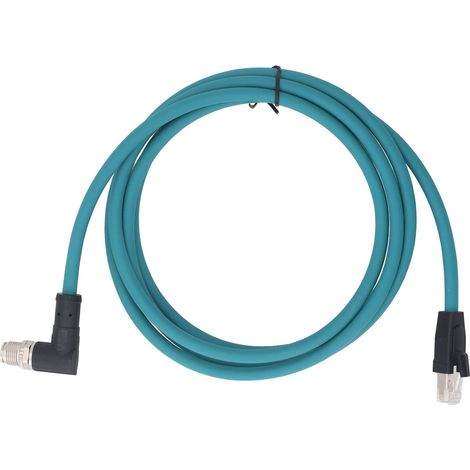 Câble Ethernet CAT6A M12 8 broches, connecteur X Code vers RJ45 mâle, cordon blindé IP67, étanche, gaine bleue de 2 mètres