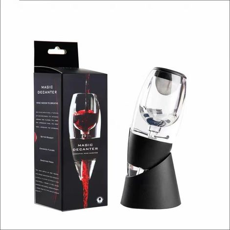 Aérateur et décanteur à vin, Noir, avec Support, pour vin Rouge (1/4)