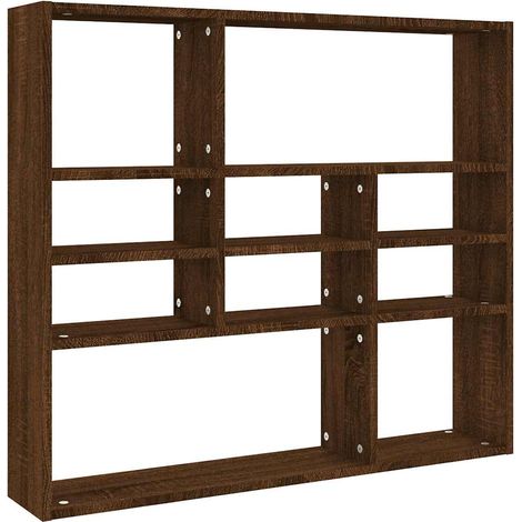 Maison Exclusive - Wandregal Braun Eichen-Optik 90x16x78 cm Holzw (1/5)