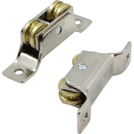 2pcs Roues Porte Coulissante Deux Roues - Roulettes De Fer, Fixe Rouleau Portail Rainure Support Roue à Rainure En U, Roulant Pour Voie Porte Coulissante Rouleau Verre (1/5)