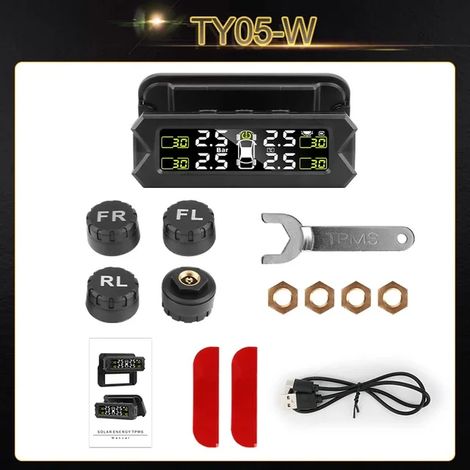 (TY05-W) Système de surveillance de la pression des pneus avec capteur solaire, support inclus, réglable à 360°, étanche IP68 (6 bars). (1/5)