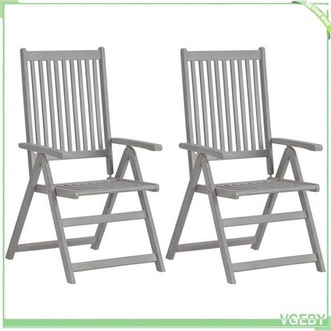 Chaise inclinable de jardin - FAFEICY - 3064699 - Bois d'acacia massif - Lot de 2 avec coussins - Dossier 5 positions (1/5)