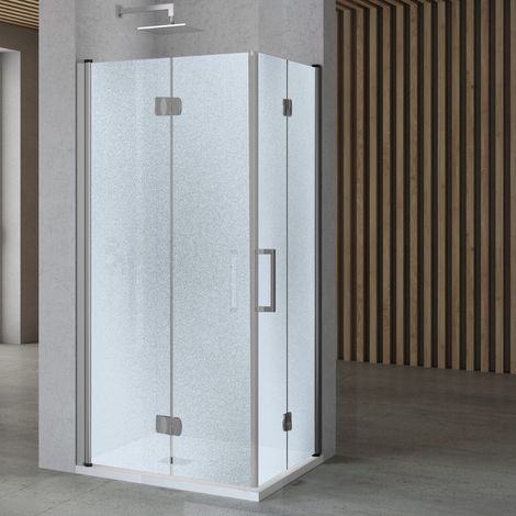 Porta nicchia doccia pieghevole modello edera cristallo temperato 6 millimetri misure 72-75xh195 cm stampato - confezione 1 (1/4)