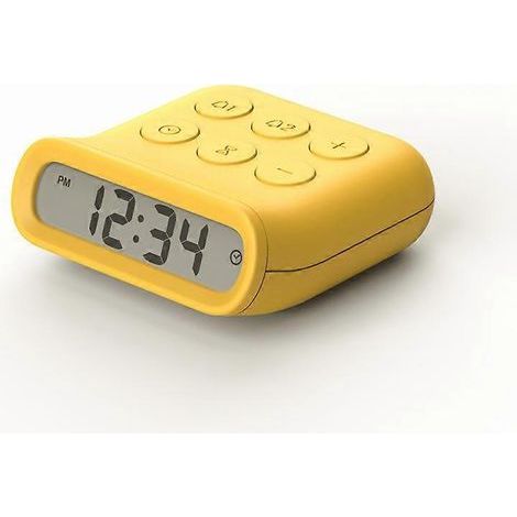 Gelber digitaler Wecker, T-Audace, tragbar, batteriebetrieben, Reisewecker, Schlummerfunktion/2 Alarme, 12-/24-Stunden-Anzeige, Morgenalarm (1/5)