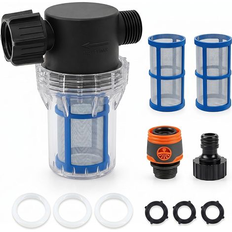 100 Mesh Garden Hose Filter with Quick Connector and 2 Replacement Sieves, 3/4 Inch Thread, Sediment Filter for Pressure Cleaner, Sprinkler and Garden Irrigation (1/5)