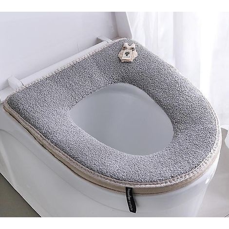 1 Pices Sige Toilette Tanche Domestique(gris), Sige De Wc Universelles Avec Fermeture Clair, Coussin De Sige De Toilette Coussin Plus Chaud, Pour (1/3)
