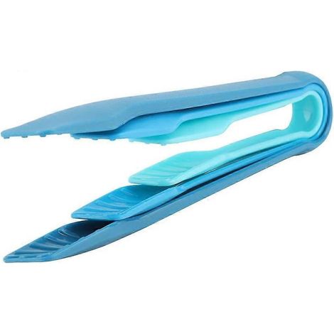 3 multifunctionele siliconen tangen, plastic broodklemmen, keukengereedschap voor bakken (blauw) (1/5)