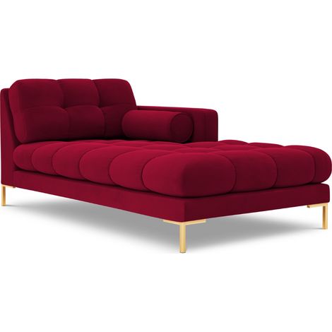 Méridienne droite en velours rouge (1/5)