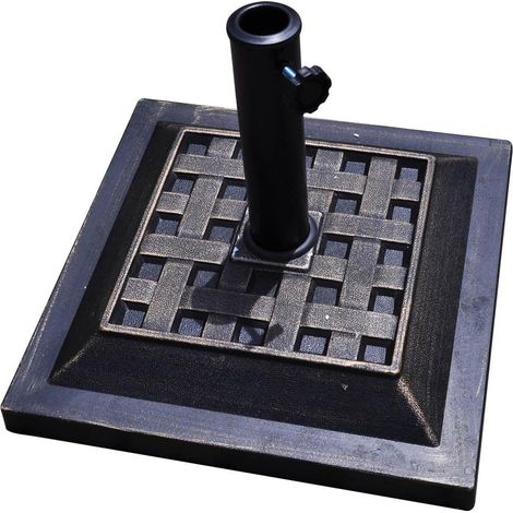 COSTWAY Pied de parasol en Résine avec Motif Exquis, Base de Parasol pour Mât de Parapluie φ38mm ou φ48mm, Convient pour Balcon, Jardin, Plage, Bronze (Φ440xH330mm) (1/5)