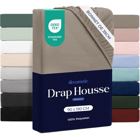 Drap Housse 90x190cm Grand Bonnet 35cm Lin (1/5)
