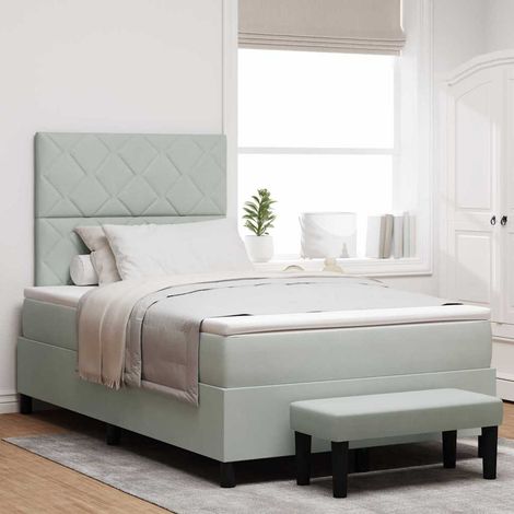 Cama tipo Box Spring Gris claro 190 x 120 cm Terciopelo (1/5)