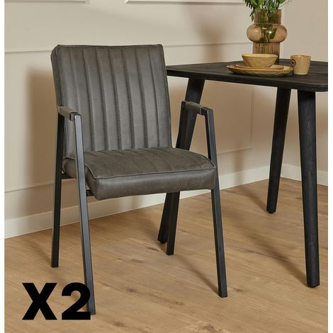 Fauteuil de table anthracite à bandes (lot de 2) CORTINA (1/5)