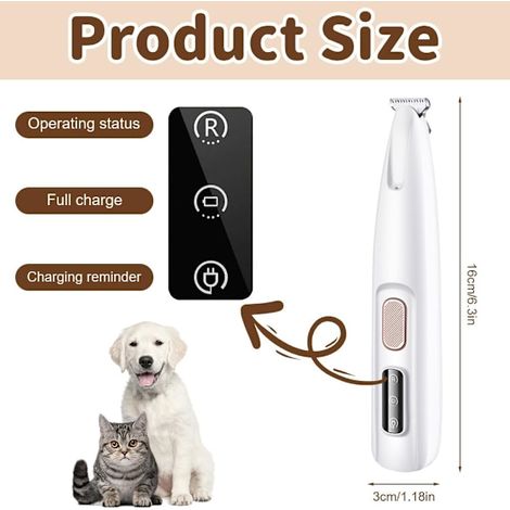 HOXILEELEO - Tondeuse à pattes pour chiens, tondeuse silencieuse avec lumière LED, rasoir étanche, tondeuse pour chiens, chats, pattes, yeux, visage, corps (1/2)