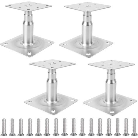 Lot de 4 Supports de poteau, Réglable 100-140mm, Acier galvanisé, Pour clôture, Pergola