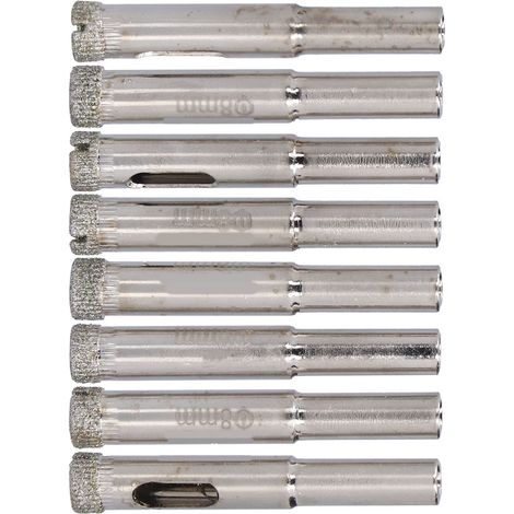 Scie cloche à strass (lot de 8) en acier allié robuste et durable, résistante à l'usure, pour un gain de temps et un outil efficace d'ouverture des trous dans le verre. (1/5)