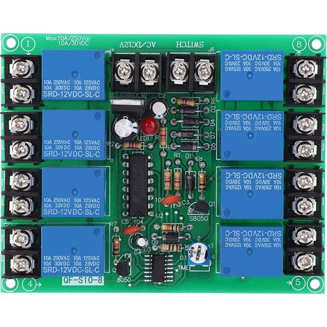Modulo controller sequenziale a 8 canali con sequenza di alimentazione e temporizzazione regolabile da 0,2 a 4 secondi. (1/5)