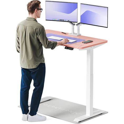 Desktronic Bureau assis debout HomeOne - 120x60cm - Blanc/Rose
