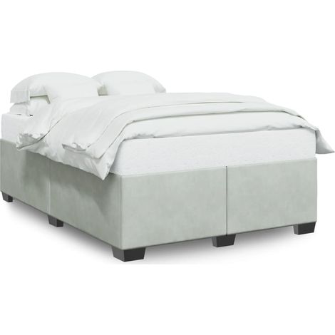 Lit double Lit adulte Cadre de lit sans matelas gris clair 140x190 cm velours (1/5)
