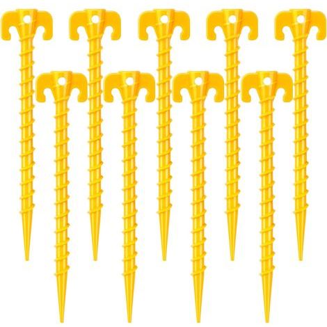 Lot de 15 piquets de tente en plastique à spirale - Ancrages à visser de 20 cm pour sable, robustes - Ancrages de sol en plastique résistants au vent pour la fixation de tentes, gonflables, auvents, b (1/5)