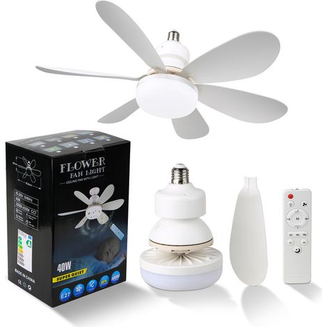 Nouveau ventilateur de plafond 2026 avec LED 40 W – Télécommande, douille E27, idéal pour chambre et salon (1/5)