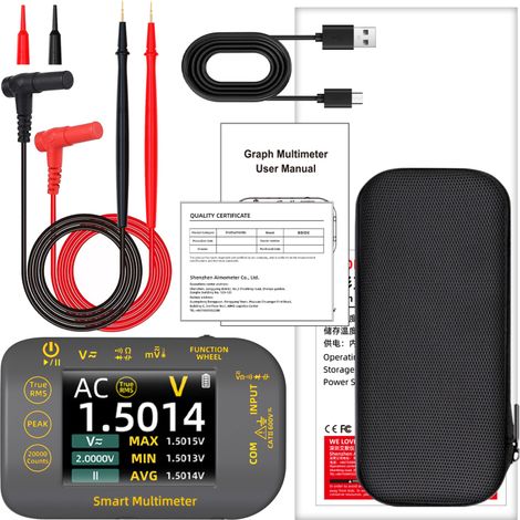 S40 Hochpräzises, wiederaufladbares Photovoltaik-Multimeter mit Verbrühungsschutz, 20.000 Messpunkten, 1000 V DC/AC, 2,8"-LCD-Display
