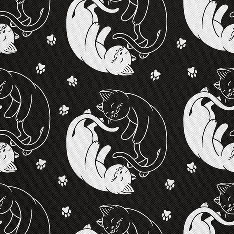 Tela decorativa para exteriores Oxford - motivo de gato blanco y negro (1/5)