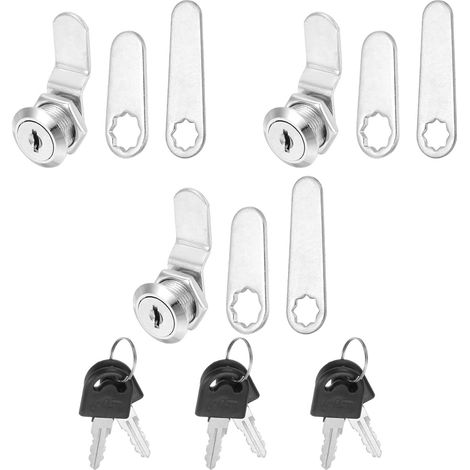 Lot de 3 serrures de meuble à came pour boîte à outils argent (1/5)