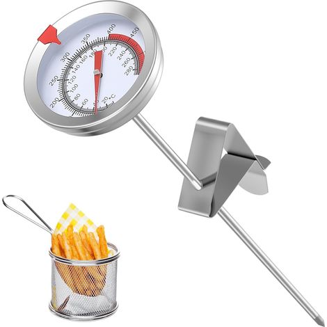 Thermometre Cuisine Sonde, Thermomètre de Cuisine en Acier Inoxydable 304, Thermometre Viande, Thermomètres à Viande, Thermomètre pour Friteuse, Instantané 290 °C / 550 °F (1/5)