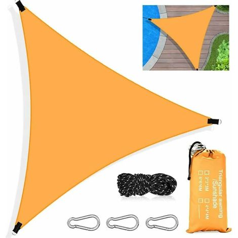 Triangle Shade Sail, Waterproof UV Protection Triangular Shade Cloth with Rope, Carabiner and Storage Bag for Yard, Garden, Patio, Outdoor Pool COOCHEER（Orange Color） (1/4)