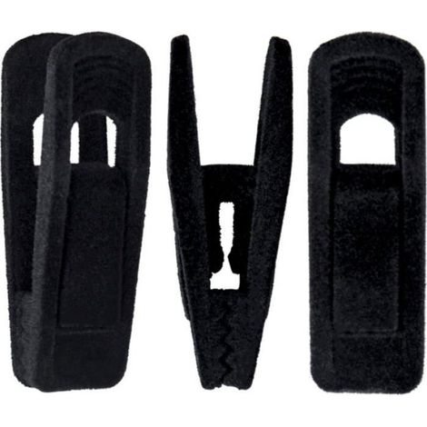 Lot de 20 Clips pour Cintre, Plastique ABS Noir, Bord Lisse, Dents Antidérapantes, Pour Pantalon et Jupe Label