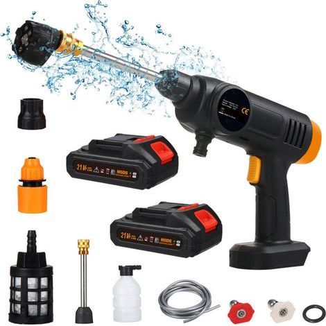 Tragbarer 21-V-Hochdruckreiniger: 870 PSI (60 bar) Akku-Hochdruckreiniger mit Ladegerät, geeignet für die Reinigung von Balkonen, Terrassen und Autos.