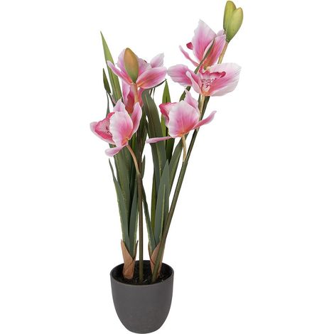 Plante artificielle Cattleya Hybrida déco intérieure en plastique rose 14 x 14 x 55 cm - PANGIVO (1/4)