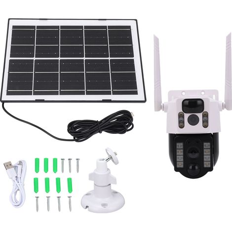 Ortviai Caméra de sécurité solaire sans fil extérieure 4 MP 2K avec double objectif, panneau solaire 7,5 W et talkie-walkie (1/5)