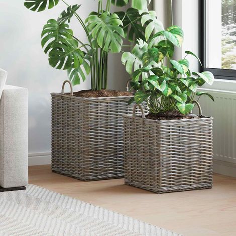 Pflanzer Korb mit Speicher 2 pcs Grau Lacak Rattan