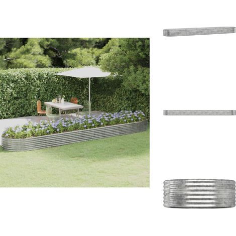 Hochbeet Pulverbeschichteter Stahl 507x100x36 cm Silbern - Hochbeet - Pflanzenbehälter - Gartenmöbel - Stahltanks - Outdoor Deko (1/5)