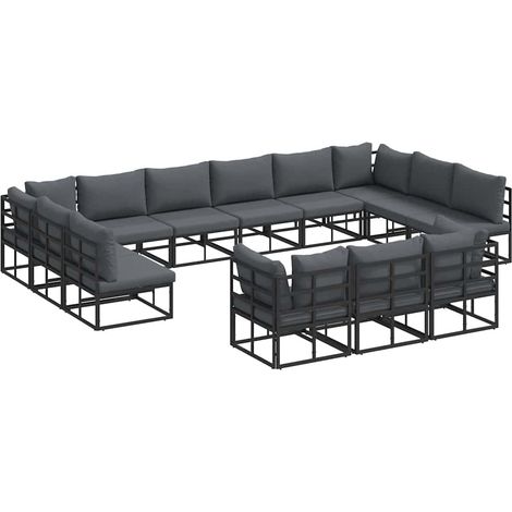 Maison Exclusive - Set Divano da Giardino con cuscino 13 pcs Nero Alluminio