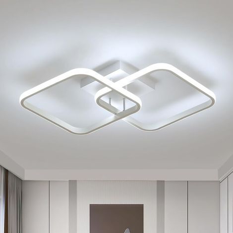 Plafonnier LED carré, 42 watts, plafonnier moderne pour salon, 4700 lumens, plafonnier en acrylique blanc, convient aux cuisines et salles à manger, lumière blanche 6500K [Classe énergétique] (1/5)