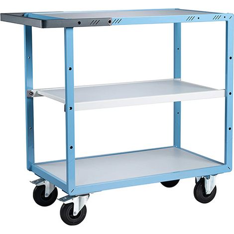 Carrello montato con struttura saldata - 3 ripiani in melaminico 850x500 mm - Portata massima 250 kg - Maniglia singola - Ruote in gomma - 880701112 (1/5)
