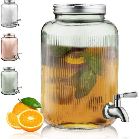 distributeur boisson en verre, réfrigérateur 4L avec robinet étanche en acier inoxydable, distributeur de jus, fête à la piscine et événement social (vert) (1/5)