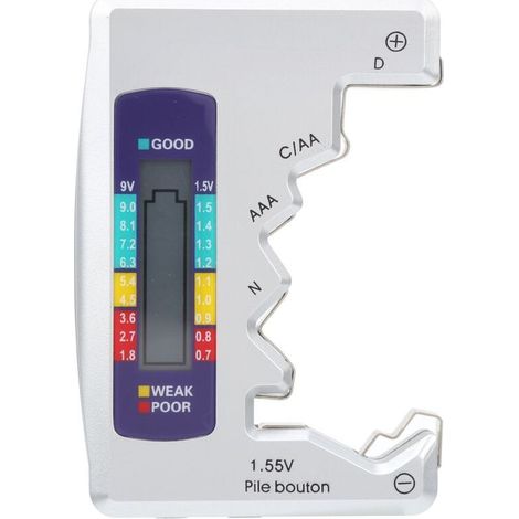 Testeur de Batterie, Vérificateur Universel de Piles Petit Testeur de Piles pour Batterie au Lithium C/D/9V/AA/AAA/1.5V - Testeur de Batterie pour Batteries Domestiques (1/5)