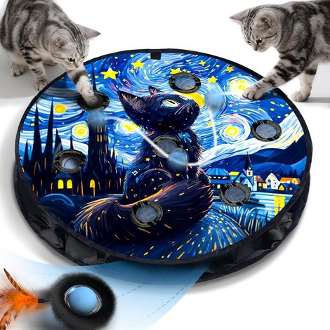 Jouet interactif pour Chat avec 7 Trous, Sac de Tapis de Labyrinthe, Jeu de cachette Mobile Automatique avec Queue en Plume, Jeu de Capture de Souris (1/5)