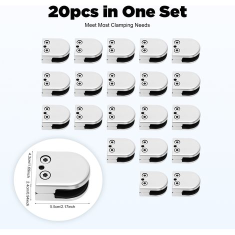 20Pcs Glass Clamps 8-10mm Stainless Steel Bracket Clip Holder for Railing Stair (1/5)