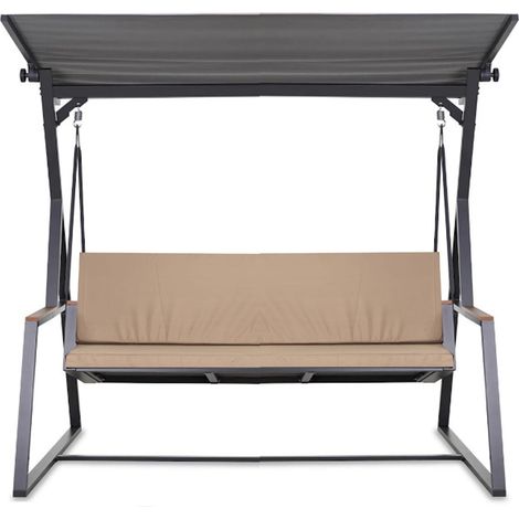 Coussin pour balançoire de jardin Beige 100x60x50 cm avec housse amovible, coussin pour balancelle 2 places (1/5)