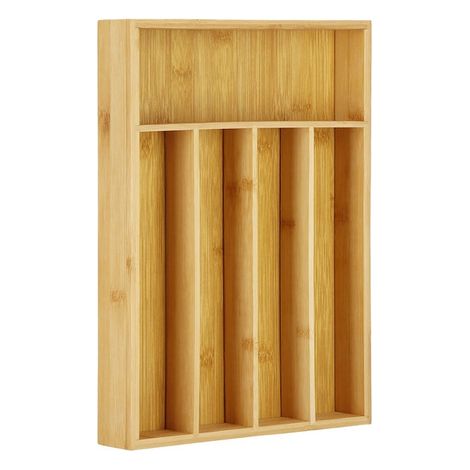 Contenitore per posate, organizer per cassetto 25x35x5 cm in bambù