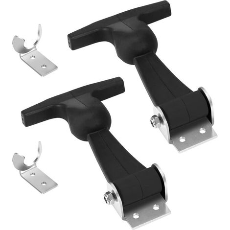 2X Elastic Rubber Hood Supports Quick Release Hood T-Handle Loop Flexible Car Hood Fasteners (1/4)