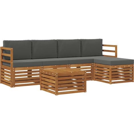 Outdoor Sofa Set with Cushion 6 pcs Natural and Anthracite vidaXL