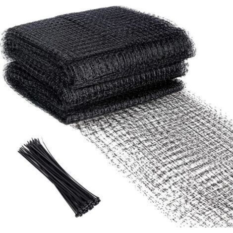 Toute Épreuve Filet Anti-Oiseaux, 2.1m x 15.3m Filet de Protection Anti-Oiseaux en Plastique Maille de Plantes de Jardin Filet D'arbres Fruitiers - avec 20 Attaches de Câble (Noir)