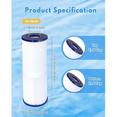 Ersatz-Whirlpoolfilter 2,32 m² (33 cm x 12,7 cm), freistehend (2er-Pack) für PRB25-IN C-4326 FC-2375 FC-2370 R173429 3005845 17-2327 817-2500 100586 33521 25392 413-106 (1/3)