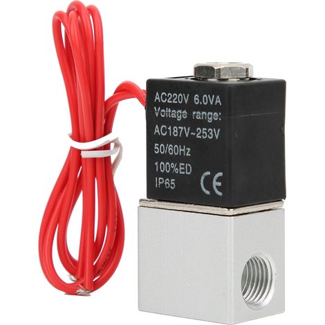 Électrovanne à action directe pour eau, air et huile, corps en alliage d'aluminium, 220 V CA (G1/4 po)